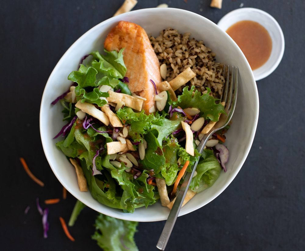 Sesame Ginger Salad Bowl in white bowl